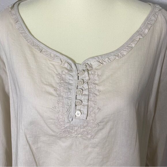 Bit & Bridle 100% Cotton Lightweight Striped Peasant Tunic Top Women's Size 1X - Picture 12 of 16